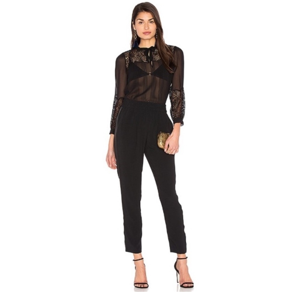 Rebecca Taylor Emma Silk Trim Ankle Pants